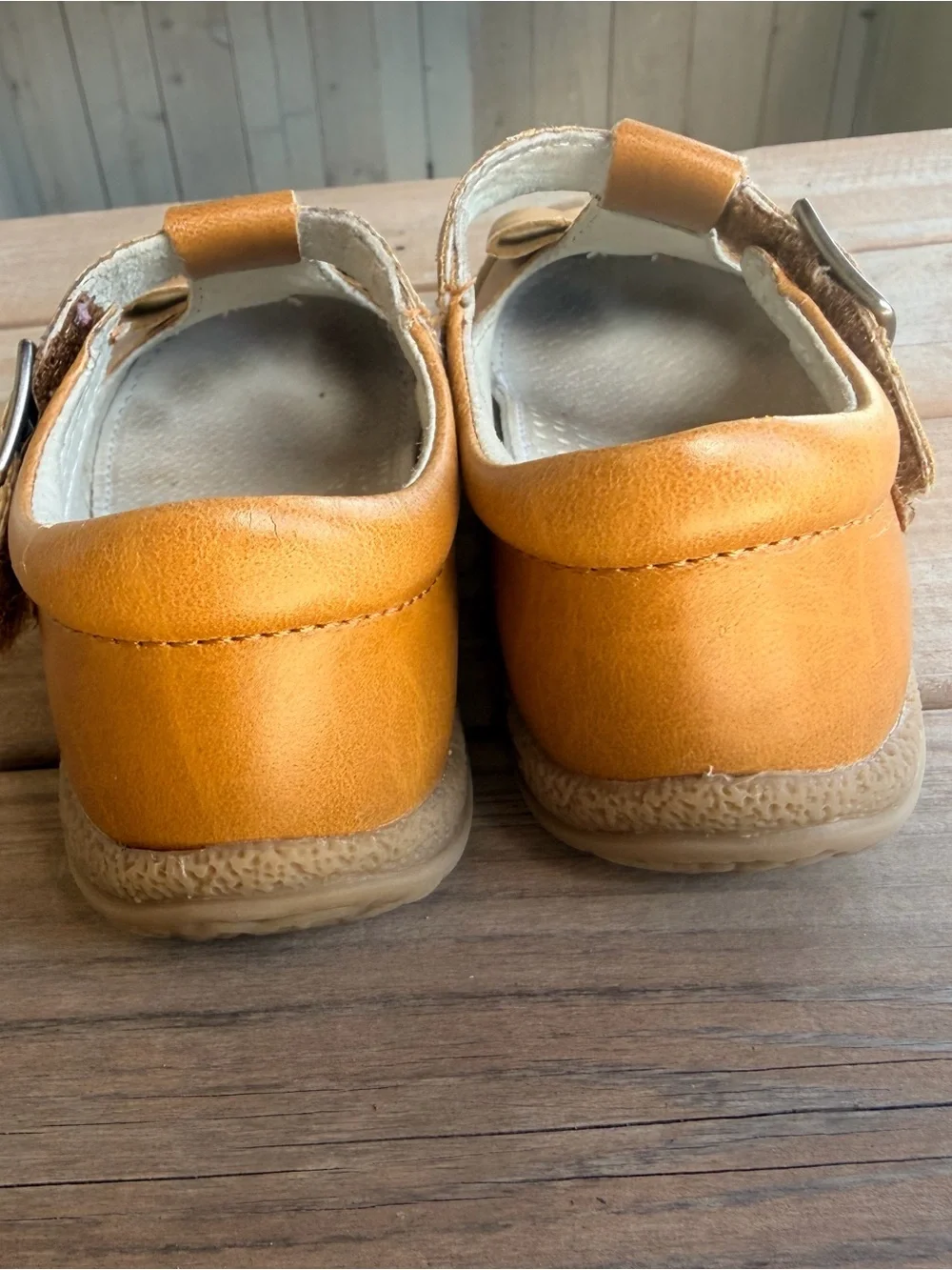 L'Amour Tan/Tobacco Kids T-Strap Mary Jane Sandals